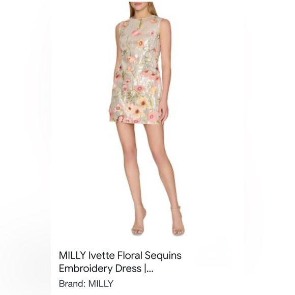 🎀 NWOT Stunning MILLY DRESS Sequins Floral 12 Wedding Formals NEW 🎀 - Picture 3 of 11